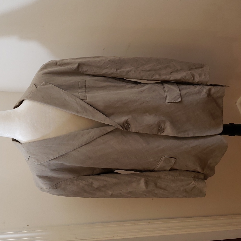 NWT Material London Men's Linen Light Brown Business Casual Jacket, Size Large